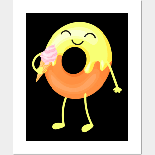 Donut eating ice cream Posters and Art